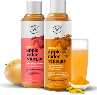 Wellbeing Nutrition ACV Combo -USDA Organic Himalayan Apple Cider Vinegar (2X Mother) with Amla (Vitamin C for Immunity), Turmeric, Cinnamon & Black Pepper Vinegar