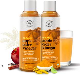 Wellbeing Nutrition USDA Organic Himalayan Apple Cider Vinegar (2X Mother) with Amla (Vitamin C for Immunity), Turmeric, Cinnamon & Black Pepper | Raw, Unfiltered, Unpasteurized Vinegar