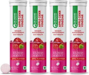 डीआर। वैद्य'स एप्पल साइडर सिरका एफर्वेसन्ट टैबलेट्स 4 का पैक (प्रत्येक 15 टैबलेट्स) विनेगर