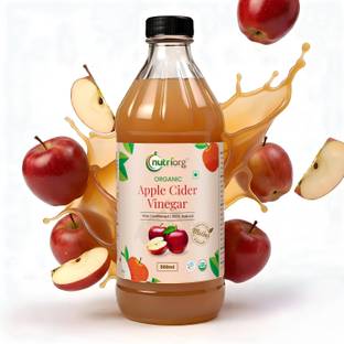 Nutriorg Certified Organic USDA NPOP/NOP Raw Apple Cider Vinegar with Mother Vinegar 500 ml Glass Bottle Vinegar