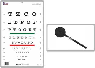 KASHSURG Snellen Chart with Red Green Lines 10 Feet with Opaque Black Occluder 11.5cm_178 Vision Test Chart