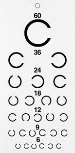 Bos Medicare Surgical Medical Eye Examination Sheet, "C" Vision Test Chart