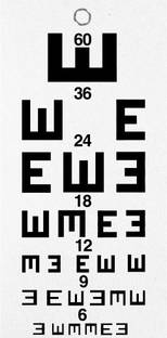 Bos Medicare Surgical Medical Eye Examination Sheet, "E" Vision Test Chart