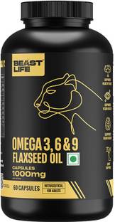 BeastLife Omega 3,6 & 9 Veg Omega Flax Seed Oil Capsules 1000mg