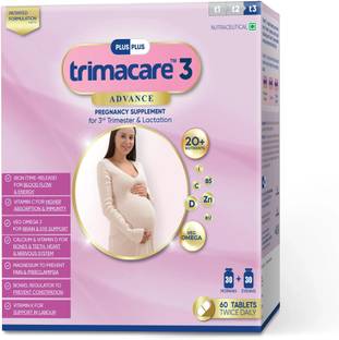 Plus Plus Lifesciences LLP Trimacare 3 Prenatal Vitamins For Pregnancy Bowel Regulator Iron,Vegan DHA, PC-2