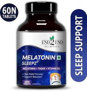 End2End Nutrition Melatonin 5mg | Sleeping aid pills for Deep Sleep | Non-Addictive