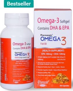 PHARMAZAIN LIFE SCIENCES Omega 3 Fish oil 1000 mg with 180 mg EPA & 120 mg DHA for brain, heart & eye