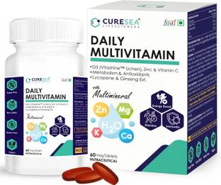 CURESEA LIFESCIENCES Vegan Daily Multivitamin with All essential Vitamins, Minerals and Ginseng