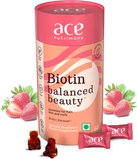Ace Nutrimony Biotin Gummies for Hair, Skin & Nail | Reduce Hair Fall with 14 Vitamin & Minerals
