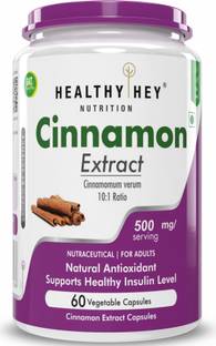HealthyHey Cinnamon Extract 10:1 Ratio - Support Healthy Glucose Levels - 60 Veg. Capsules