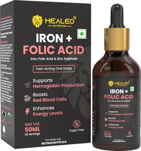 healeo Iron+Folic Acid Drops, Iron Supplement for Women & Men
