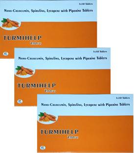 Trulip Pharma TURMIHELP Nano Curcumin 300mg, Spirulina,Lycopene,Piperine For Immunity Veg Tabs
