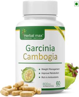 Herbal max Garcinia Cambogia (70% HCA) | Natural Fat Burner - 800Mg Veg Capsules