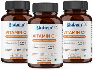 Blubein Vitamin C++ |Combination of Vitamin C, D, E, Zinc & Curcumin| 60 Tablets