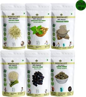 Moovalley Safed Musli Ashwagandha Shatavari, Gokhru, Vidarikand & Kaunch Powder (30g each)