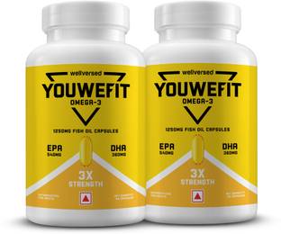 YouWeFit Omega-3 Fish Oil | 1250mg Triple Strength Fish Oil Capsules | No Fishy Burps