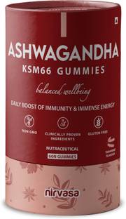 Nirvasa KSM 66 Ashwagandha Gummies with D3 Stress Relief Immunity Boost