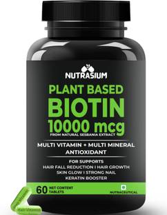 NUTRASIUM Plant Base Biotin 10000 mcg Extract, Hair Vitamin | Control Hair Fall, Grow Hair