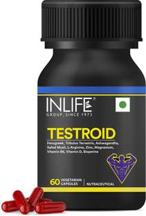 INLIFE Testroid Supplement for Men with Zinc Monomethionine-60 Veg Caps