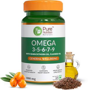 Pure Nutrition Vegan Omega 3-5-6-7-9 | Seabuckthorn & Flaxseed |for Brain, Heart & Joint Health