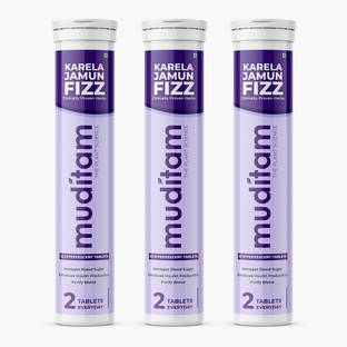 Muditam Ayurveda Karela Jamun Fizz (Karela Jamun Juice) Effervescent Tablet Ideal for 1 Months