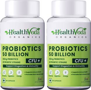Health Veda Organics Probiotics 50 Billion CFU Multi-Strains for Better Digestion & Immunity