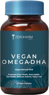 ZEROHARM Algae Based Vegan Omega 3 DHA Capsules for Women & Men - No Fish Oil Used