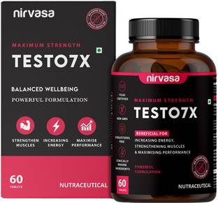 Nirvasa Testo 7X Tablets with Tribulus, Safed Musli & More | For Energy & Performance