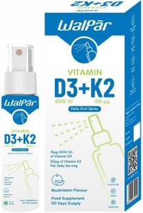 WALPAR Vitamin D Daily Oral Spray D3 600 IU + K2 50mcg Natural Muskmelon Flavour