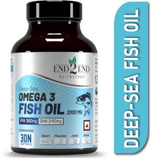 End2End Nutrition Omega 3 Fish Oil 2000mg with 360mg EPA & 240mg DHA - Heart, Brain & Eye Health