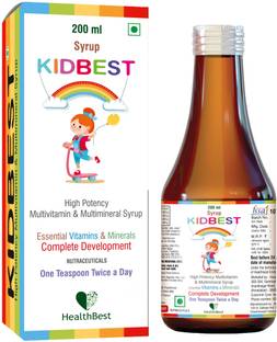 HealthBest Kidbest Multivitamin & Multimineral Syrup for Kids | Zinc | Vitamin A, C & E