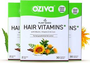 OZiva Hair Vitamins (with Biotin & Iron)for Hair Regrowth & Hairfall Control