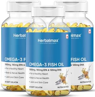 Herbal max Fish oil (1000 Omega 3, with 180 mg EPA & 120 mg) for brain, heart | eye health