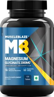 MUSCLEBLAZE Magnesium Glycinate 2000mg (440mg Elemental Magnesium) | For Men and Women