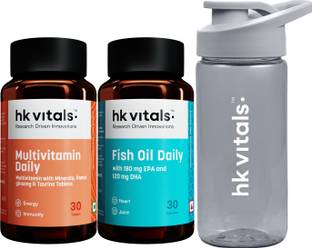 HEALTHKART HK Vitals Multivitamin + Fish Oil with Pocket Sip n Go Bottle Teal