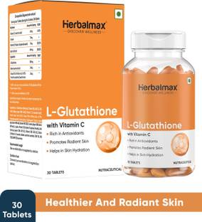 Herbal max L-Glutathione with Vitamin C, Rich in Antioxidants | Promotes Radiant Skin
