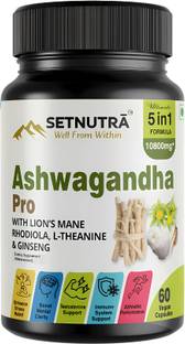SETNUTRA Ashwagandha Pro with L-Theanine & Ginseng 5in1 Supplement For Adults