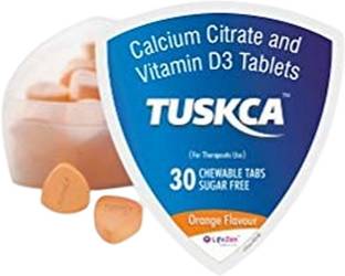 TUSKCA Calcium with Vitamin D3- Chewable tablet for Bone Health Orange Flvr