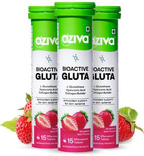 OZiva Bioactive Gluta Fizzy (Strawberry Swirl) To Reduce Pigmentation, 5 Antioxidants