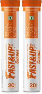 FAST&UP Charge Vitamin C Tablet - 1000mg Natural Amla Extract with 10mg Zinc (Orange)
