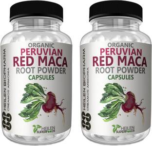 HEILEN BIOPHARM Premium Peruvian Organic Red Maca Root Powder Capsule, 500 mg X 360 Caps, 180 gram