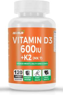 NutriJa Vitamin D3 600IU + K2 55mcg as MK7 Supplement, Stronger Immunity, Support Bones