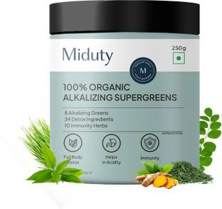 Miduty 100% Organic Alkalizing Supergreens - Detox - Immunity - Wheatgrass - Spirulina