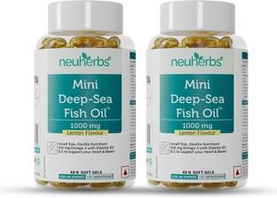 Neuherbs Mini Deep Sea Omega 3 Fish Oil 1000mg, EPA- 360mg, DHA- 240mg For Heart & Brain