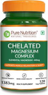 Pure Nutrition Chelated Magnesium Complex 800mg For Good Sleep, Support Bone & Joint Health