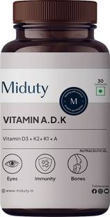 Miduty Vitamin ADK - A D3 K2 - Eyes, Immunity, Weak Bones, Arthritis - Fat soluble