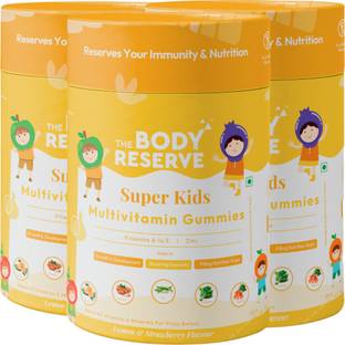 THE BODY RESERVE Super Kids Multivitamin Gummies Daily Essential Vitamins B C D E B12 for Kids