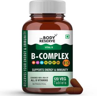 THE BODY RESERVE Vitamin B Complex Veg Tablets 100% RDA Of Vitamin B1, B2, B3, B5, B6, B7, B9,B12