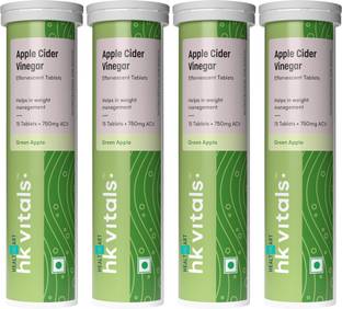 HEALTHKART HK VITALS Apple Cider Vinegar 750 mg Effervescent Tablets, Green Apple