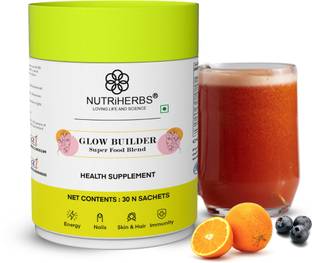 Nutriherbs Glow Builder | Collagen Booster Powder Supplement for Glowing Skin, Hair & Nails